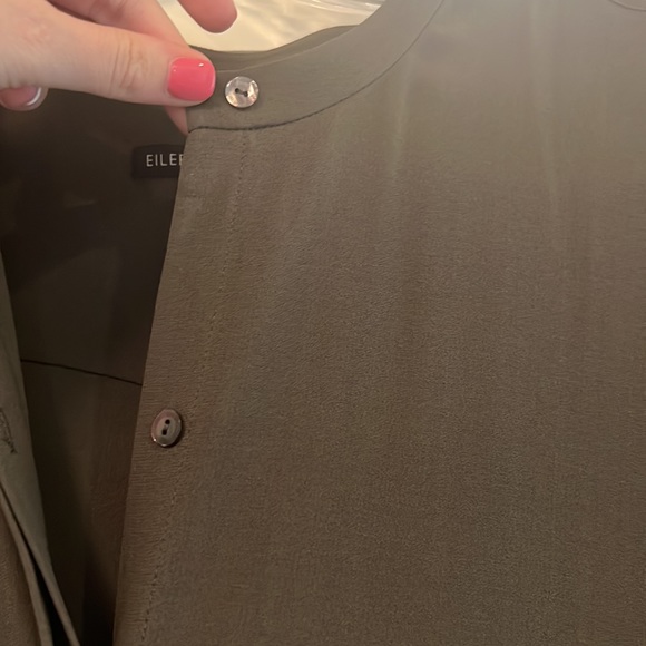 Eileen Fisher high/low silk button up dress - Picture 2 of 6